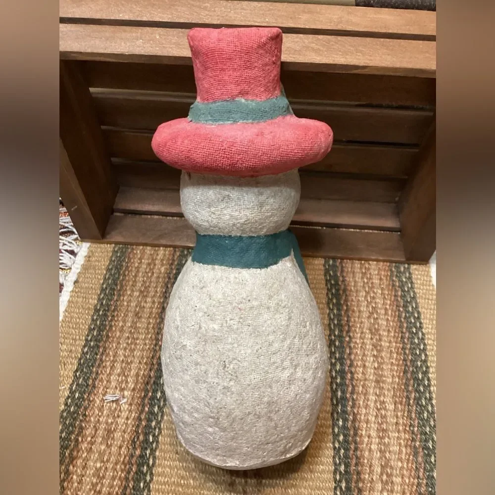 Snowman Stoneware Cloth Covered Hand Painted Christmas Decor 7
